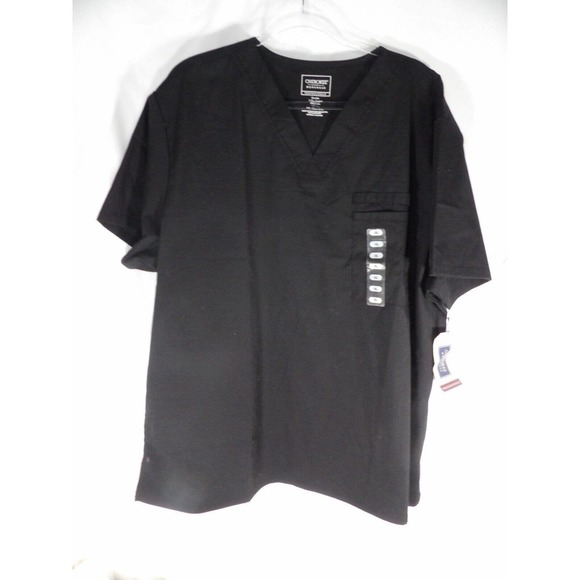 Cherokee Mens Black Workwear Durable 2-Way Stretch Professional Scrub Top Sz 2XL - Picture 1 of 6
